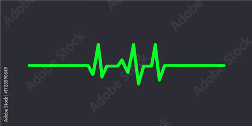 A medical graphic shows a green EKG cardiogram pulse on a blue monitor that forms a heart shape