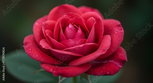Closeup red rose blossom