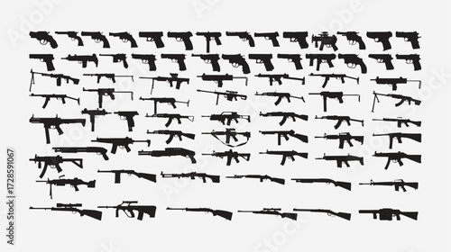 guns silhouette set vector illustration