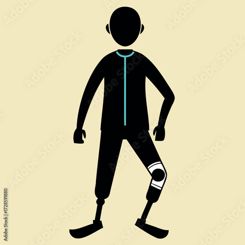 Silhouette of person with prosthetic leg — disability and mobility vector