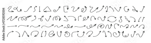 hand drawn hand different curved lines swirls arrows vector