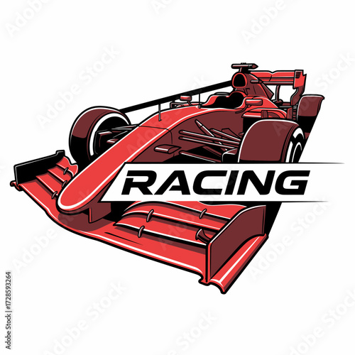 A sleek, modern red Formula 1 racing car vector illustration vividly captures the exhilarating speed and competitive spirit of elite motorsport.