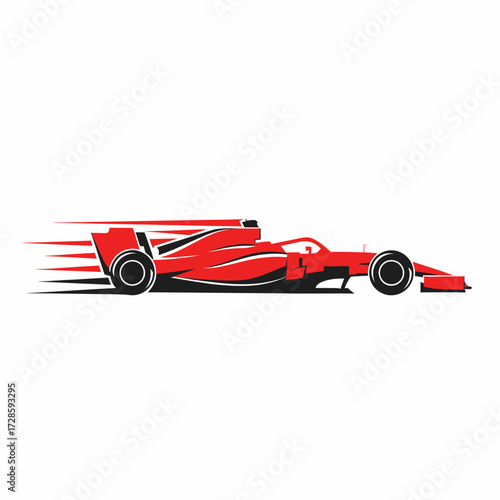 A sleek, dynamic red Formula 1 racing car, illustrated with motion blur, powerfully conveys the exhilarating speed and intense competition of top-tier motorsport.