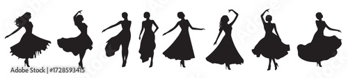 group of people dancing silhouette illustration isolated vector illustration