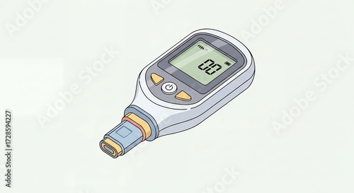 Flat Illustration of Transcutaneous Jaundice Meter on White Background Displaying Bilirubin Level Measurement Portable Diagnostic Device for Neonatal Hyperbilirubinemia in a Pediatric Setting