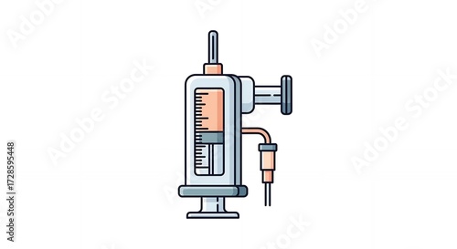 Syringe Pump Vector Illustration in Clean Style with Scale and Transparent Body Against White Background Digital Art