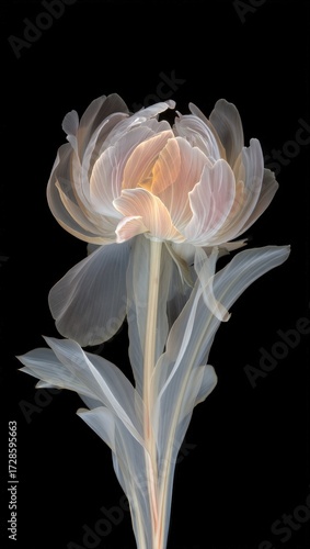 Ethereal Glowing Peony Flower Abstract