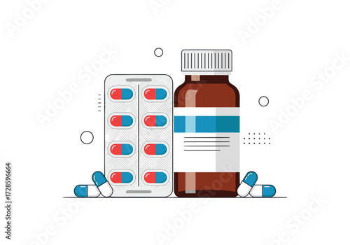Two types of medication are shown next to each other in this flat illustration.