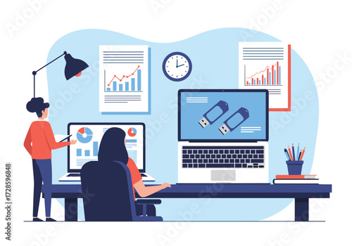Data storage and analysis in the modern office environment.