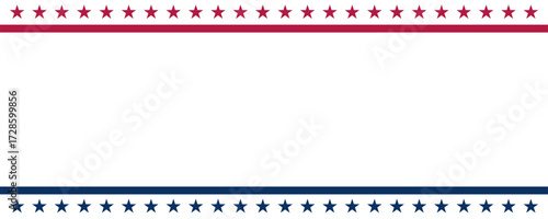 Minimal stripped line border with stars on blank background template. America 4th of July Memorial or Independence day theme wallpaper.	
