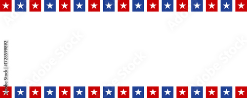 Red blue star flag decoration on blank copy space background template. America 4th of July Memorial or Independence day theme wallpaper.	
