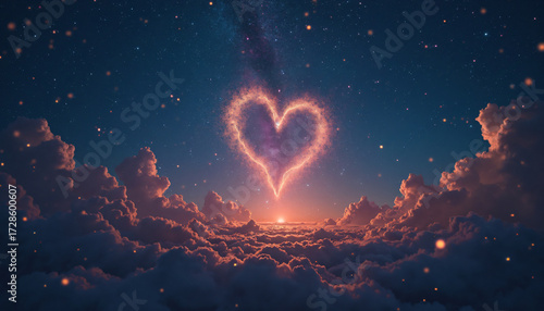 Heart Nebula Above Clouds and Stars