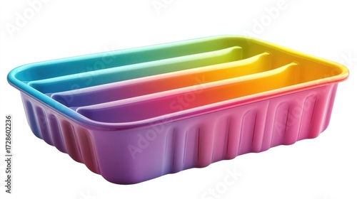 Vibrant rainbow loaf pan with a non-stick coating, adding a colorful touch to baking and kitchenware.