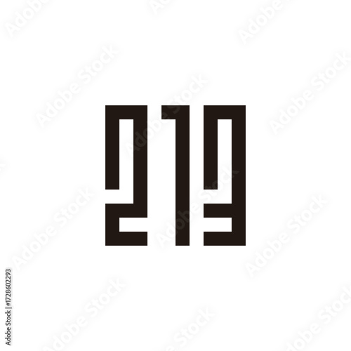 Number 2, 1 and 3 square, rectangles geometric symbol simple logo vector