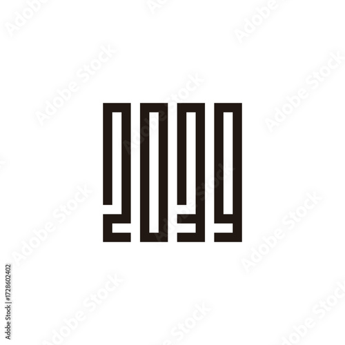 Number 2, 0, 3 and 9 square, rectangle geometric symbol simple logo vector