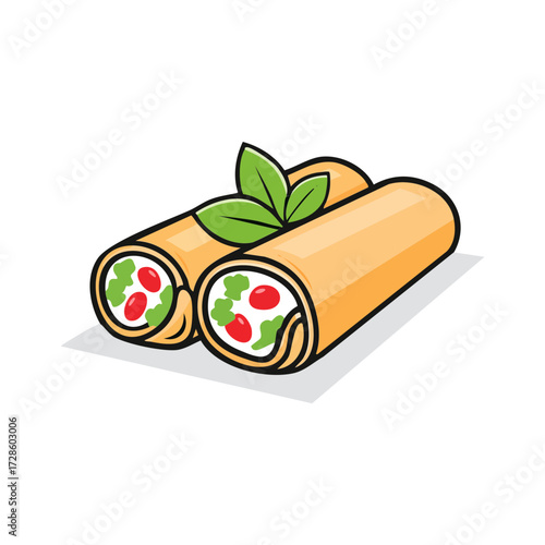icon of crispy spring rolls with green garnish