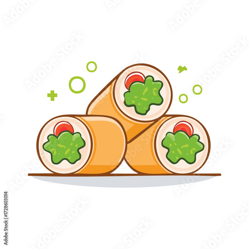 icon of crispy spring rolls with green garnish