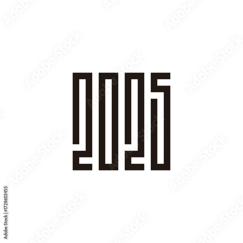 Number 2, 0, 2 and 5 square, rectangles geometric symbol simple logo vector