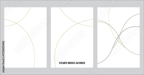 Abstract dashed lines forming curves and intersecting shapes on a clean white background, representing connection and flow. Design for flyer, poster, cover, brochure, banner or any layout