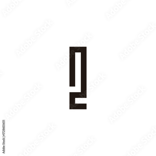 Number 2 letter J rectangle geometric symbol simple logo vector