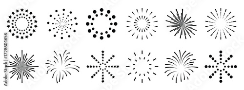 set of firework icon collection sparkler confetti fireworks vector illustration