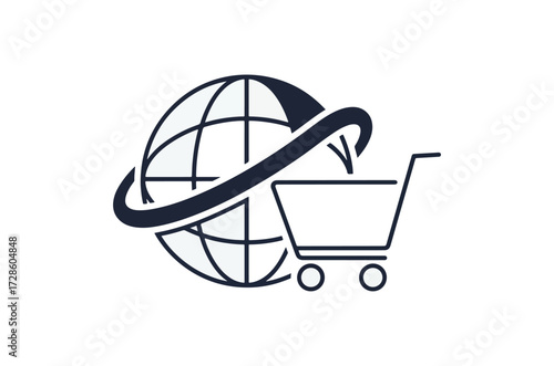 Global e commerce shopping cart icon
