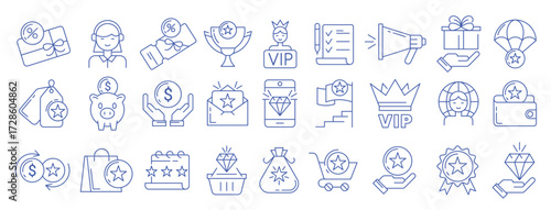 exclusive benefit icons loyalty program line icon set vector illustration