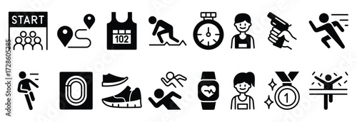 Running competition icon set vector illustration graphic design