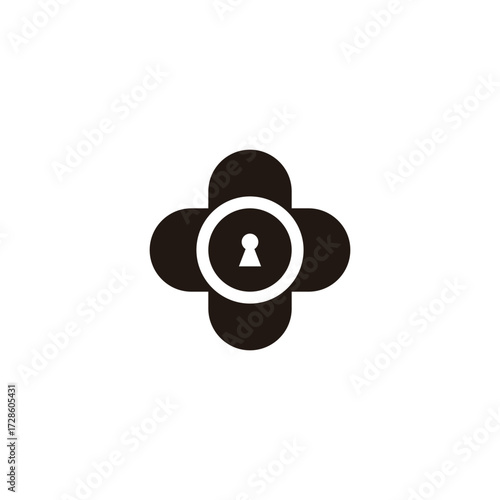 key and plus geometric symbol simple logo vector