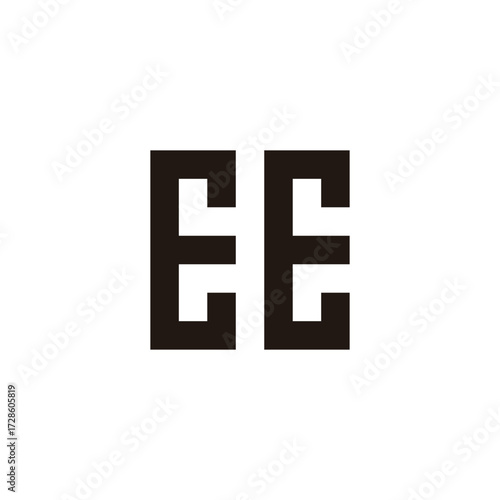 Letter EE square geometric symbol simple logo vector
