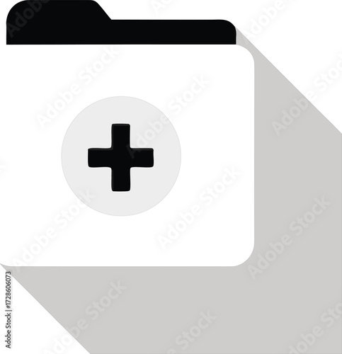 Simple folder icon with plus symbol for adding new documents