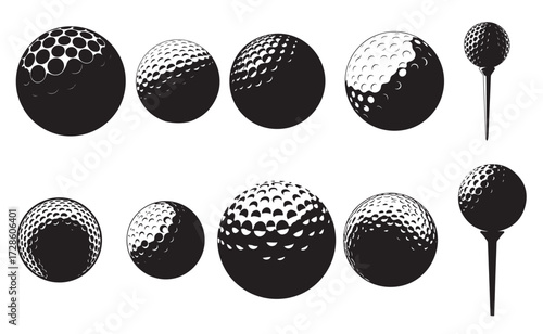 golf balls silhouette vector illustration