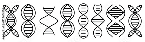 dna icon set long genetic molecule structure dna icon line vector illustration