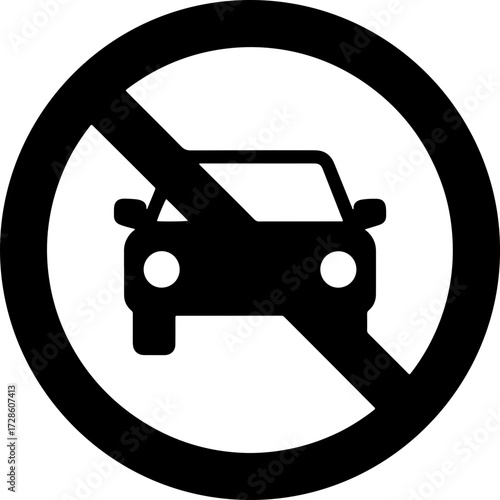 No Cars Allowed: Traffic restriction symbol signifies vehicle prohibition and parking ban