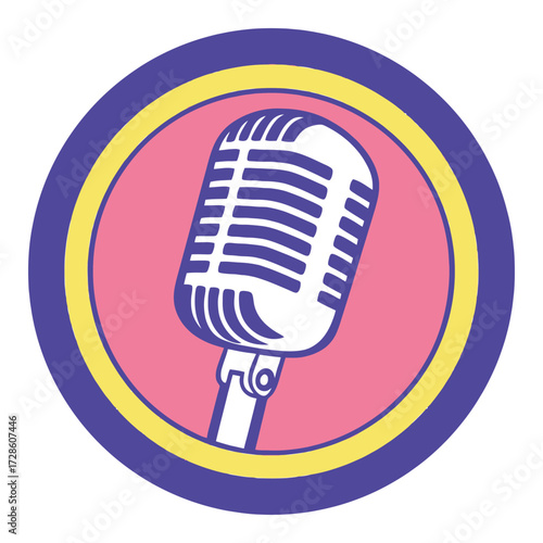 Retro microphone icon symbol for music production audio recording and performance 