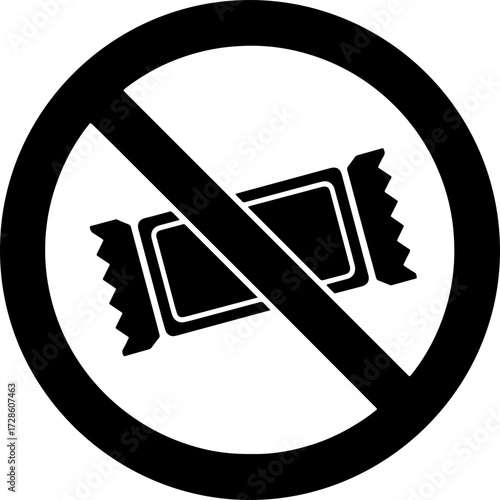 No food or candy allowed symbol prohibiting snacks, perfect for health, diet, or warnings