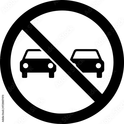 No overtaking symbol indicating traffic regulations and road safety for drivers