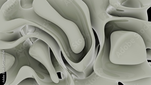 Abstract Fluid Shapes in Soft Gray Tones