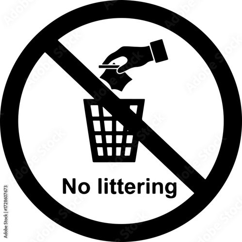 No littering sign emphasizing environmental responsibility, clean spaces, and waste disposal solutions