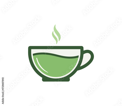 Hot green beverage in cup illustration