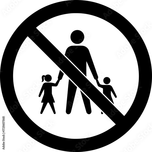 No children allowed sign prohibiting access to a specific area, safety regulations