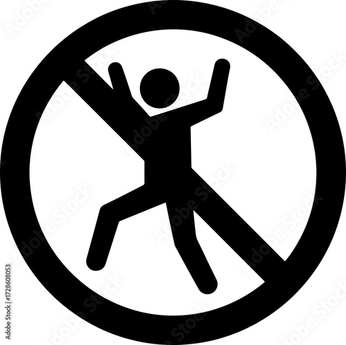 No climbing icon for safety regulations or warning signs, scalable vector graphic illustration