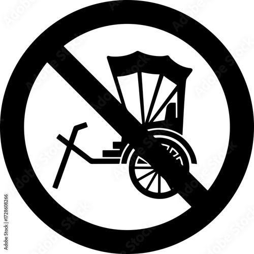 No rickshaws allowed sign, prohibiting rickshaw transportation, safety regulation, travel restriction