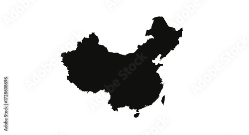 China's silhouette in black, representing geography, travel, and business opportunities
