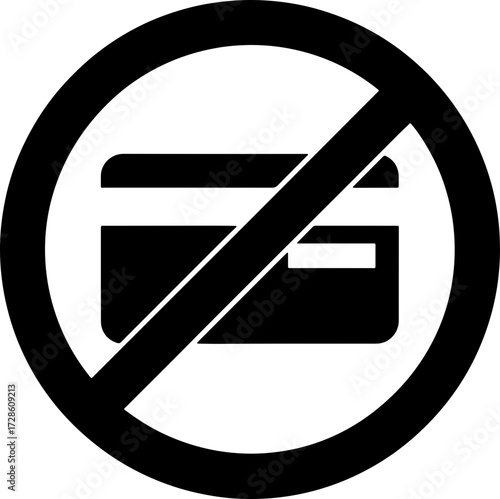 No Credit Card Accepted Sign: Modern design for businesses, online stores, and retail