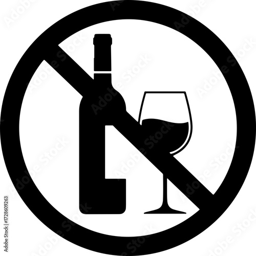 No alcohol sign prohibiting drinks, perfect for health, safety, and wellness campaigns