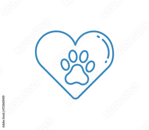 Paw print inside heart graphic design