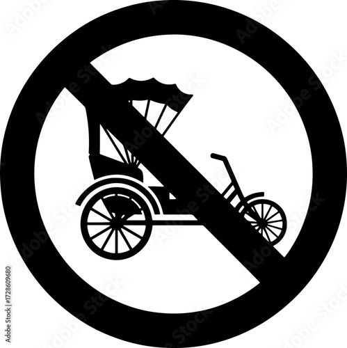 No rickshaws allowed: Traffic sign for vehicle restrictions, safety, and regulations