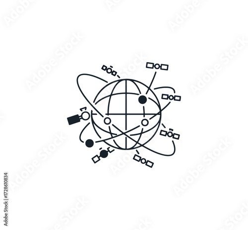 Satellite orbiting earth illustration design
