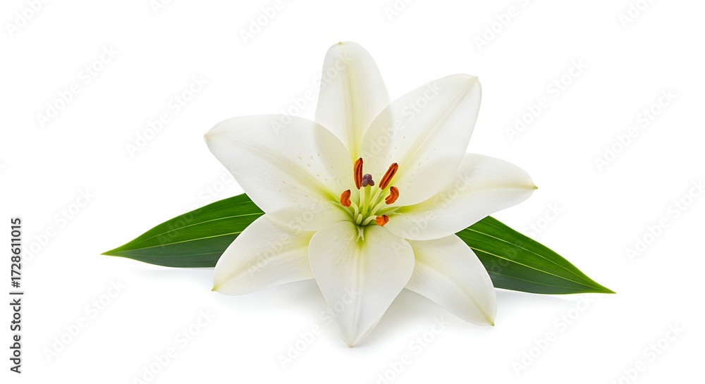 Fototapeta premium Single white lily isolated